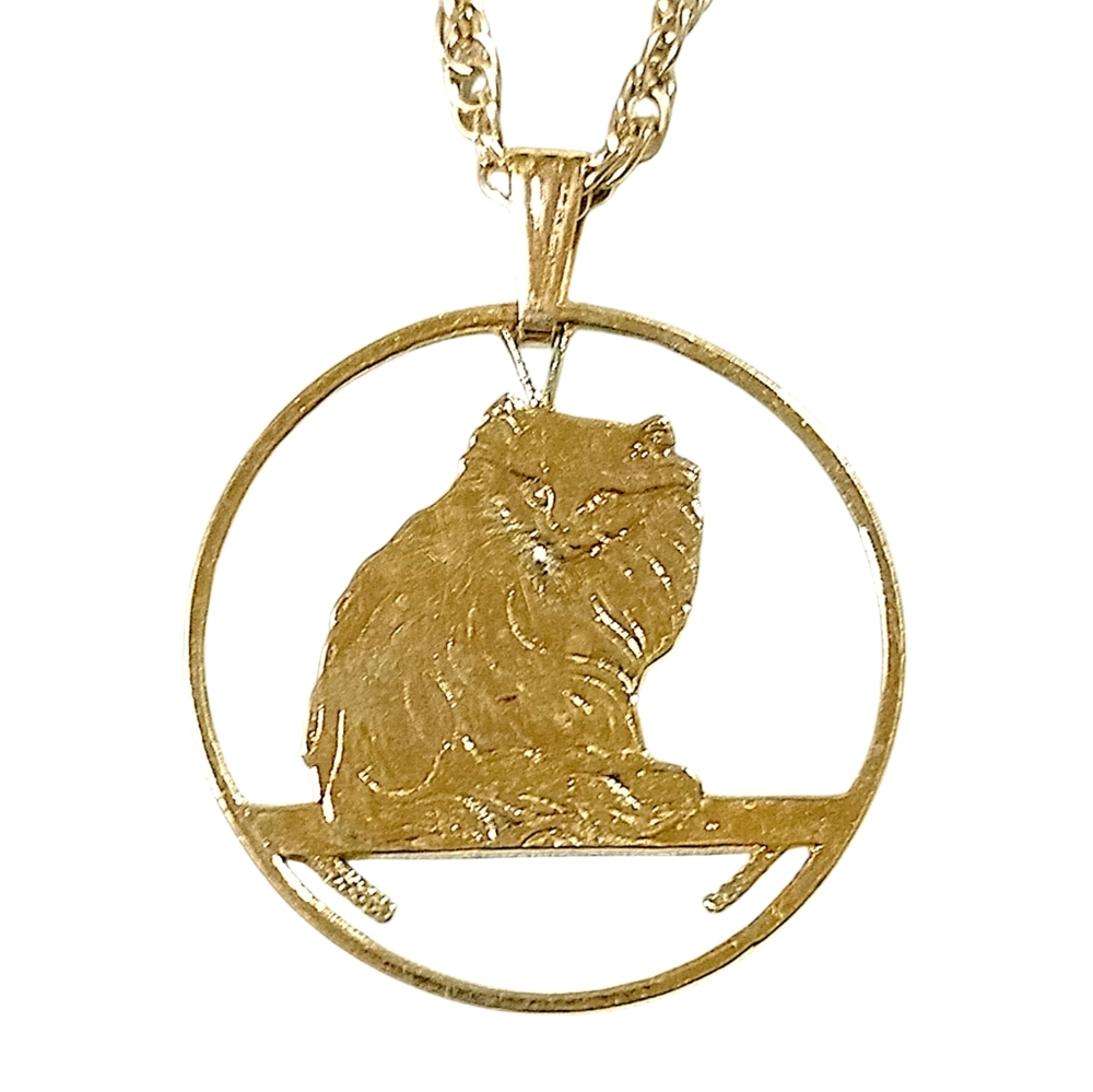 Turkish Cat Pendant Gold and Rhodium Plated with Necklace